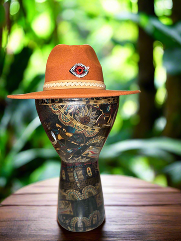 Evil Eye Dark Orange Fedora Hat