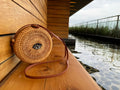Evil Eye Handwoven Round Rattan Bag with Straw Bag Adjustable Shoulder Leather Straps.