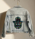 Hamsa Hand Oversized Denim Jacket