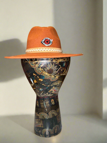 Evil Eye Dark Orange Fedora Hat