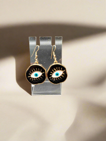 Evil Eye Round Drop Earrings