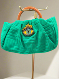 Evil Eye Top Handle Ruched Bag