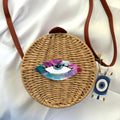 Retro 3D Eye Woven Straw Bag