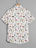 Mushroom Print Bottom Down Men Shirt