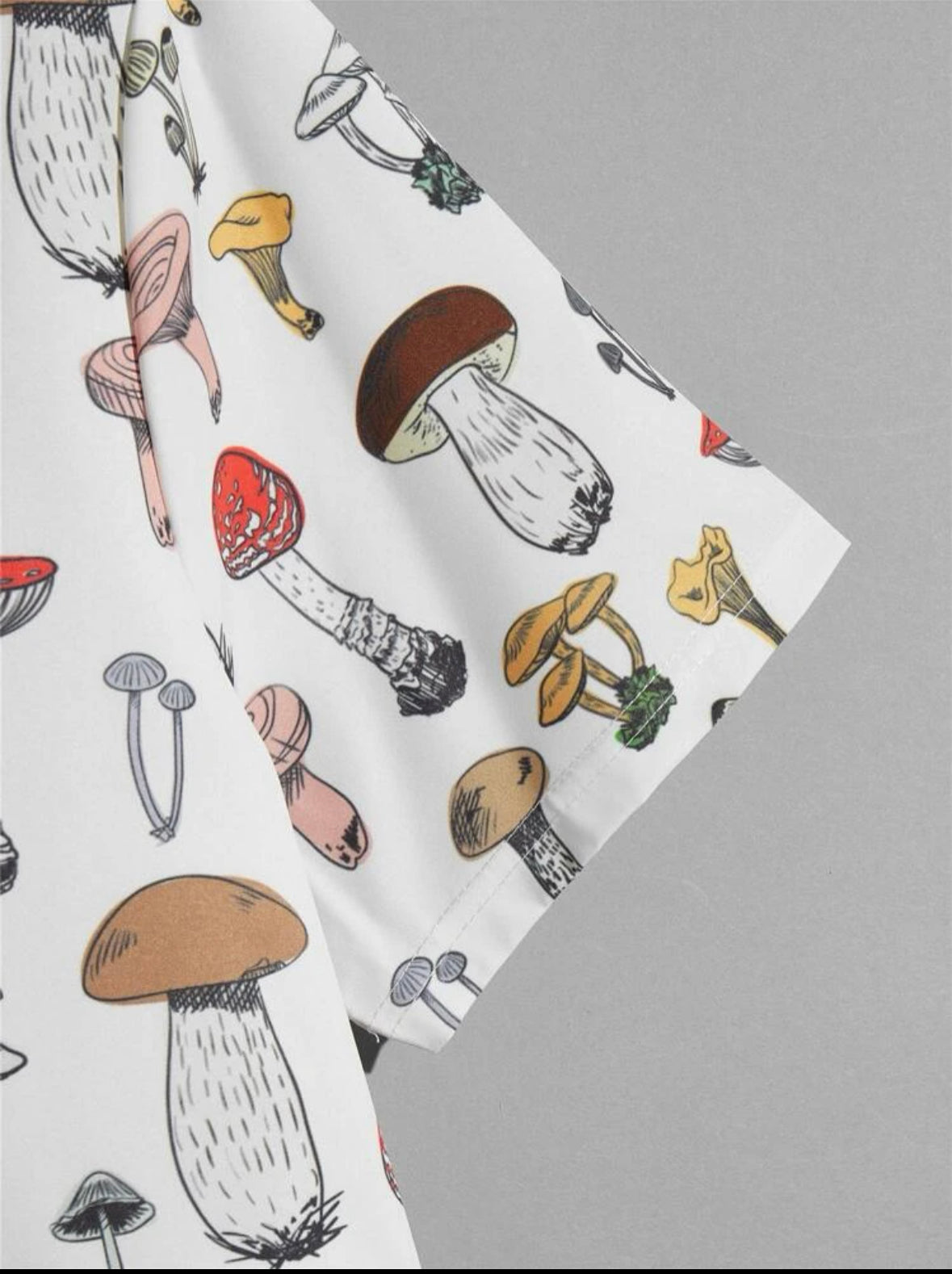 Mushroom Print Bottom Down Men Shirt